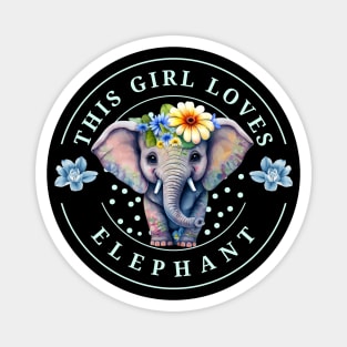 this girl loves elephant cute baby colorful elephant Magnet